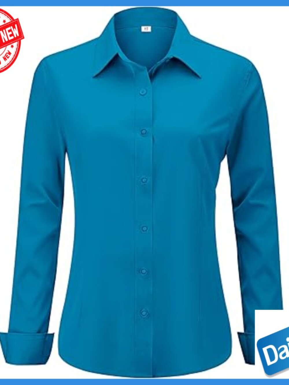 Wrinkle-Free Stretch Button Down Blouse Long Sleeve Work Top XXS-6XL